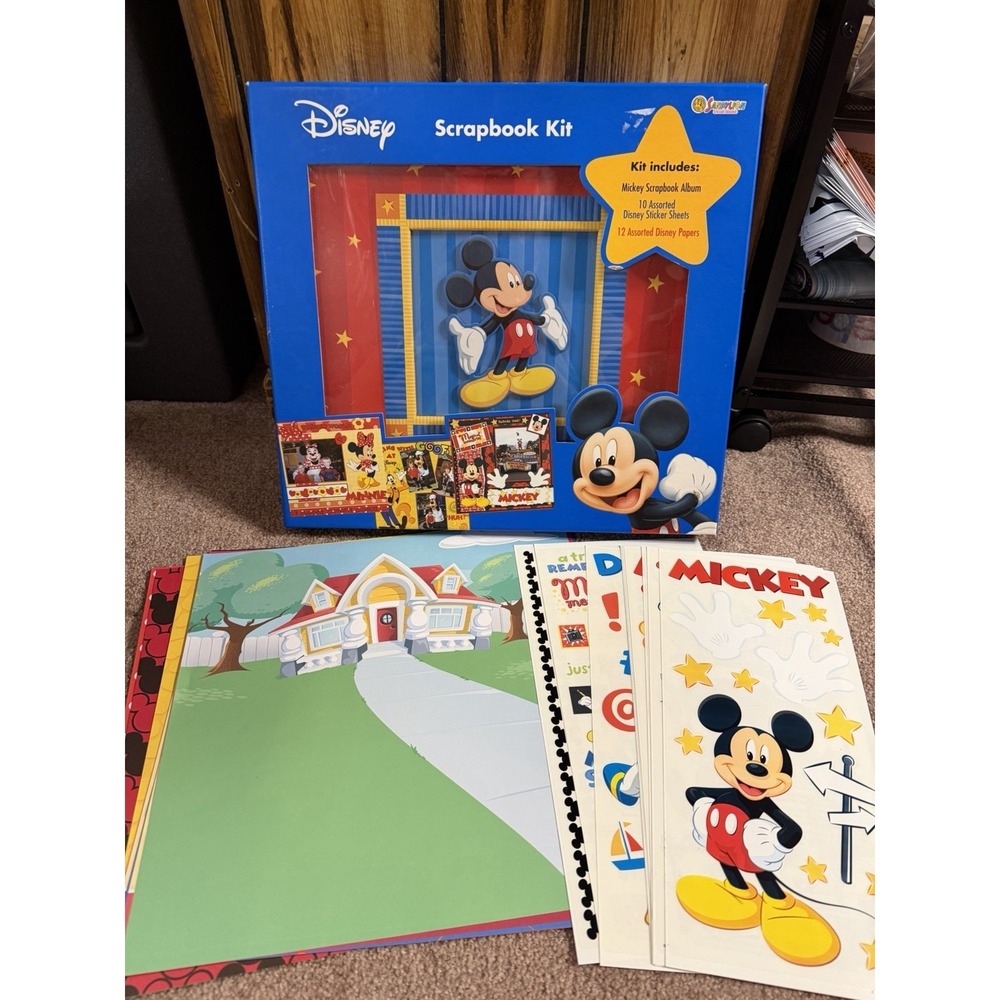 Disney Scrapbook Kit 12x12" Mickey Mouse Postbound Photo Album Paper & Stickers
